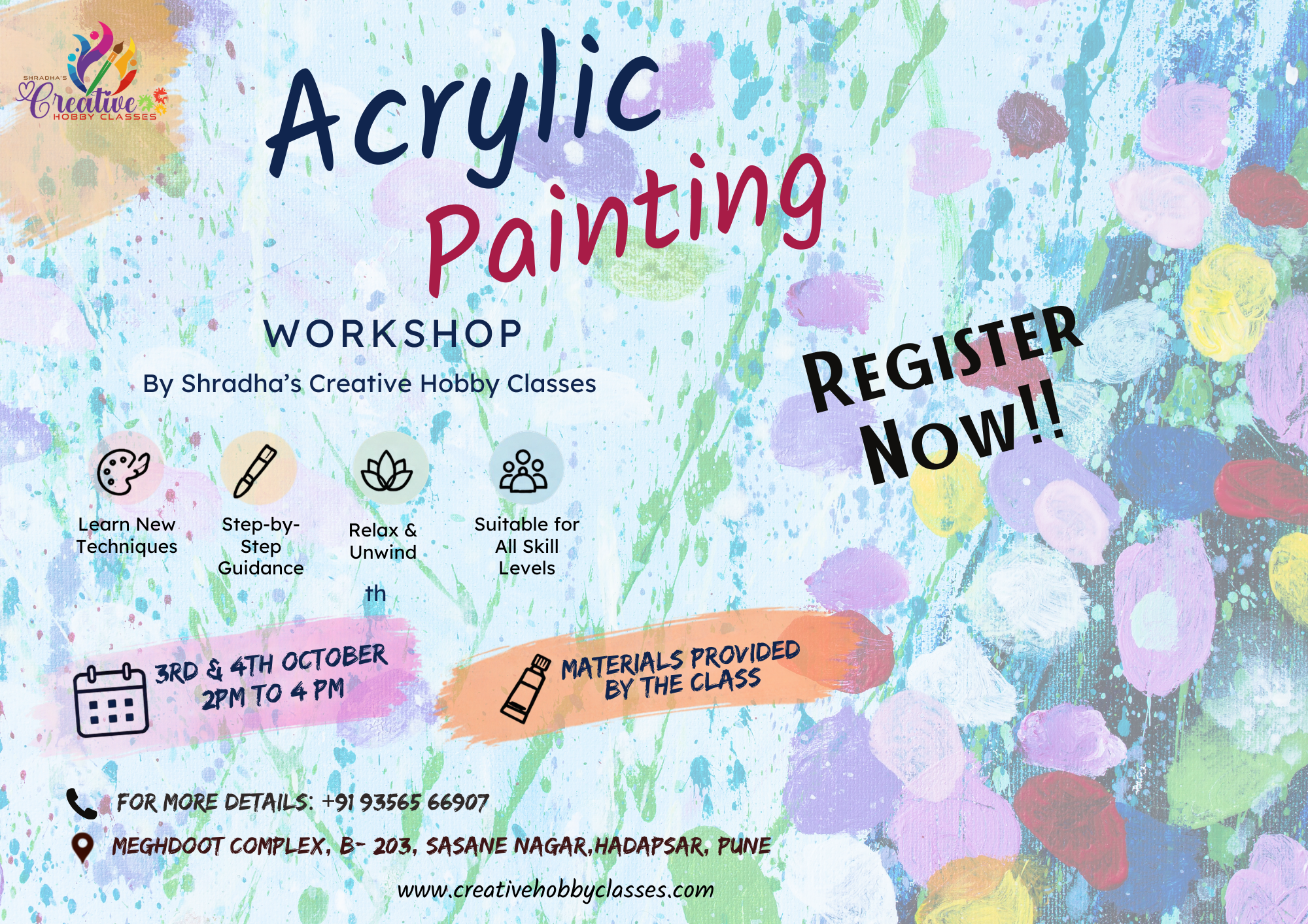 Acrylic painting workshop in Hadapsar Pune by Shradha’s Creative Hobby Classes